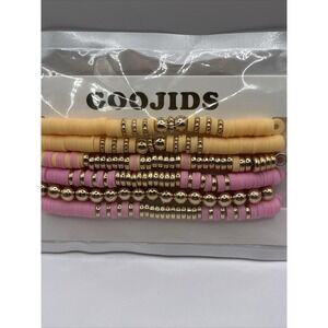 GOOJIDS Surfer Heishi Clay Bead Bracelets for Women Bohemian Stack-able